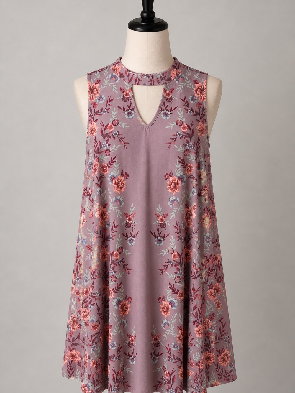 Mudd Mauve Floral Keyhole Swing Dress